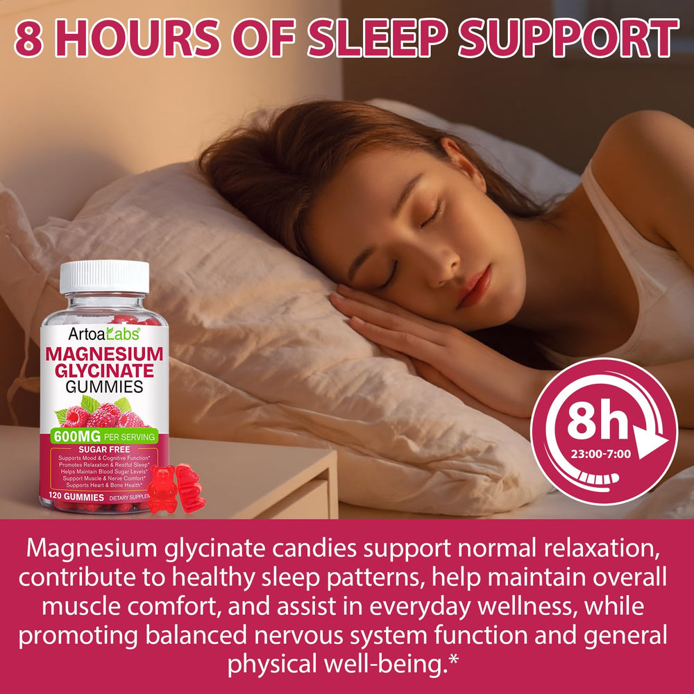WOJBALMN Magnesium Glycinate Gummies raspberry flavor closeup for a tasty daily ritual.
