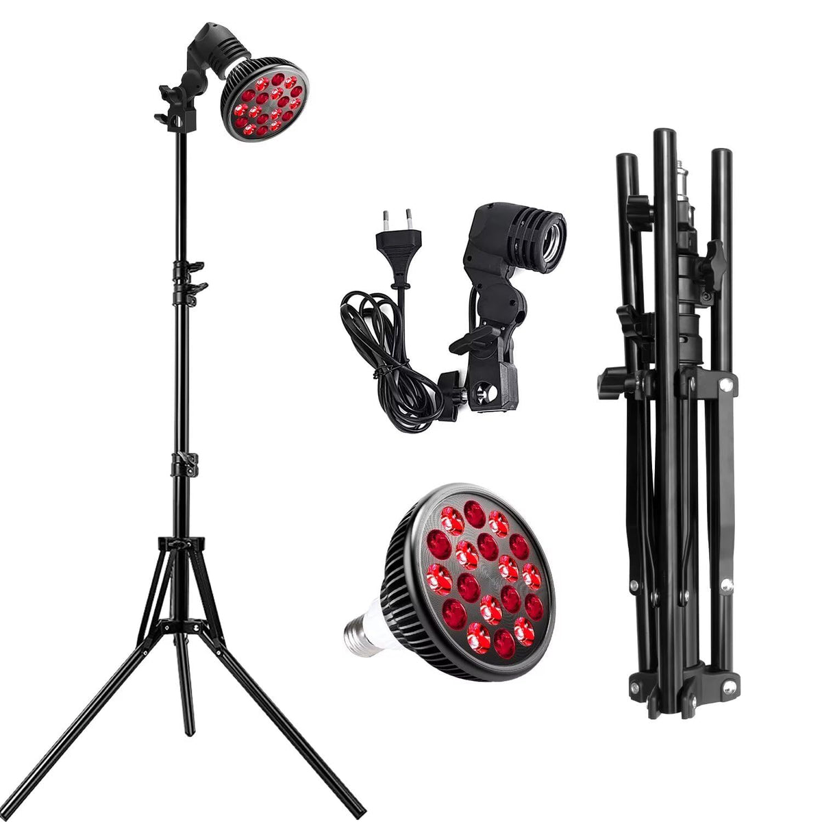 Wolezek LED red light lamp stand assembly for easy setup and adjustable height.