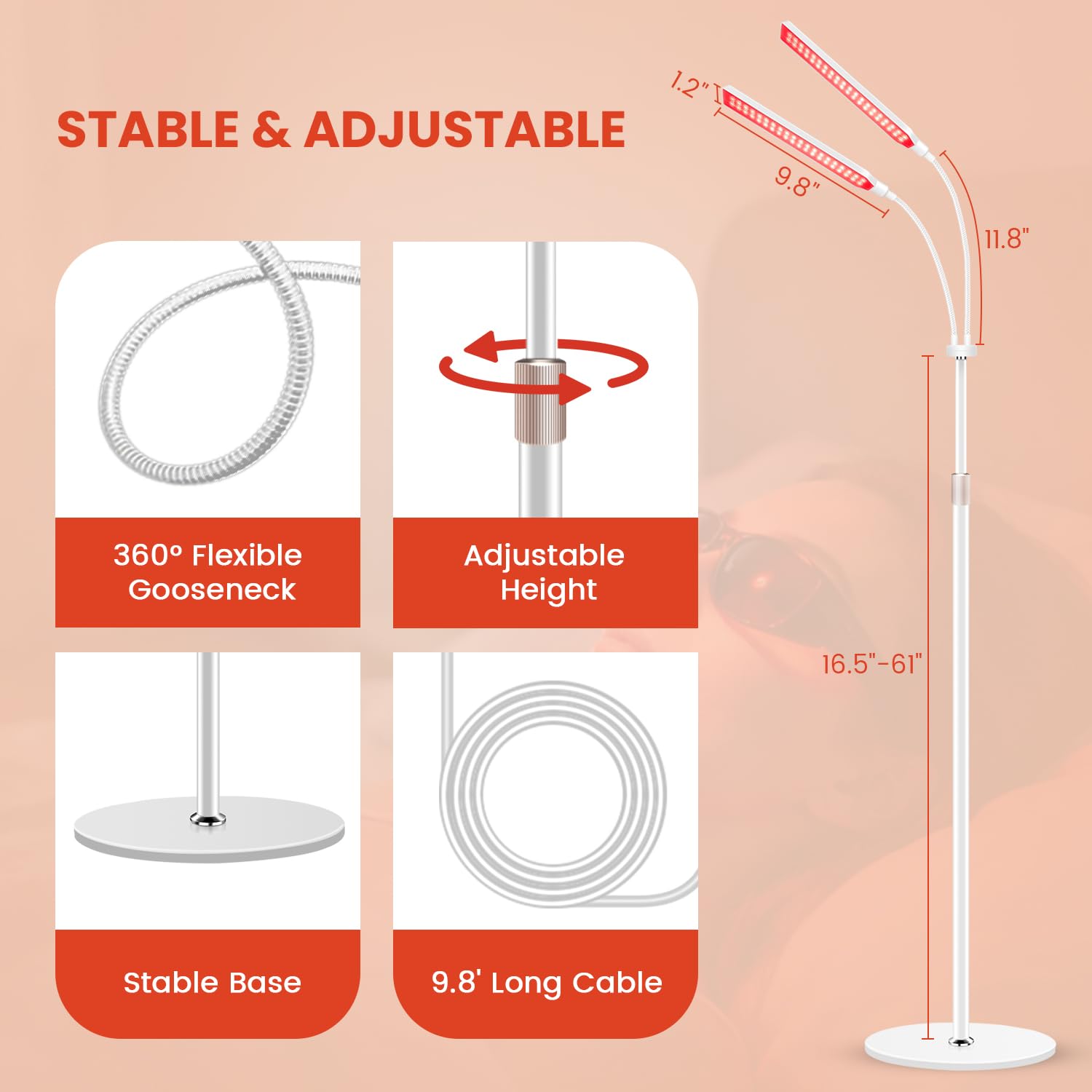 Wolezek lamp long 9.8 ft cord for flexible placement
