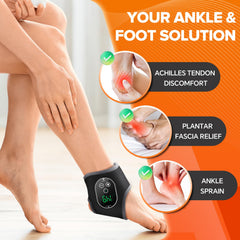 WoloyHeatie cordless ankle heating pad wrapped on foot demonstrates portable relief on the go.