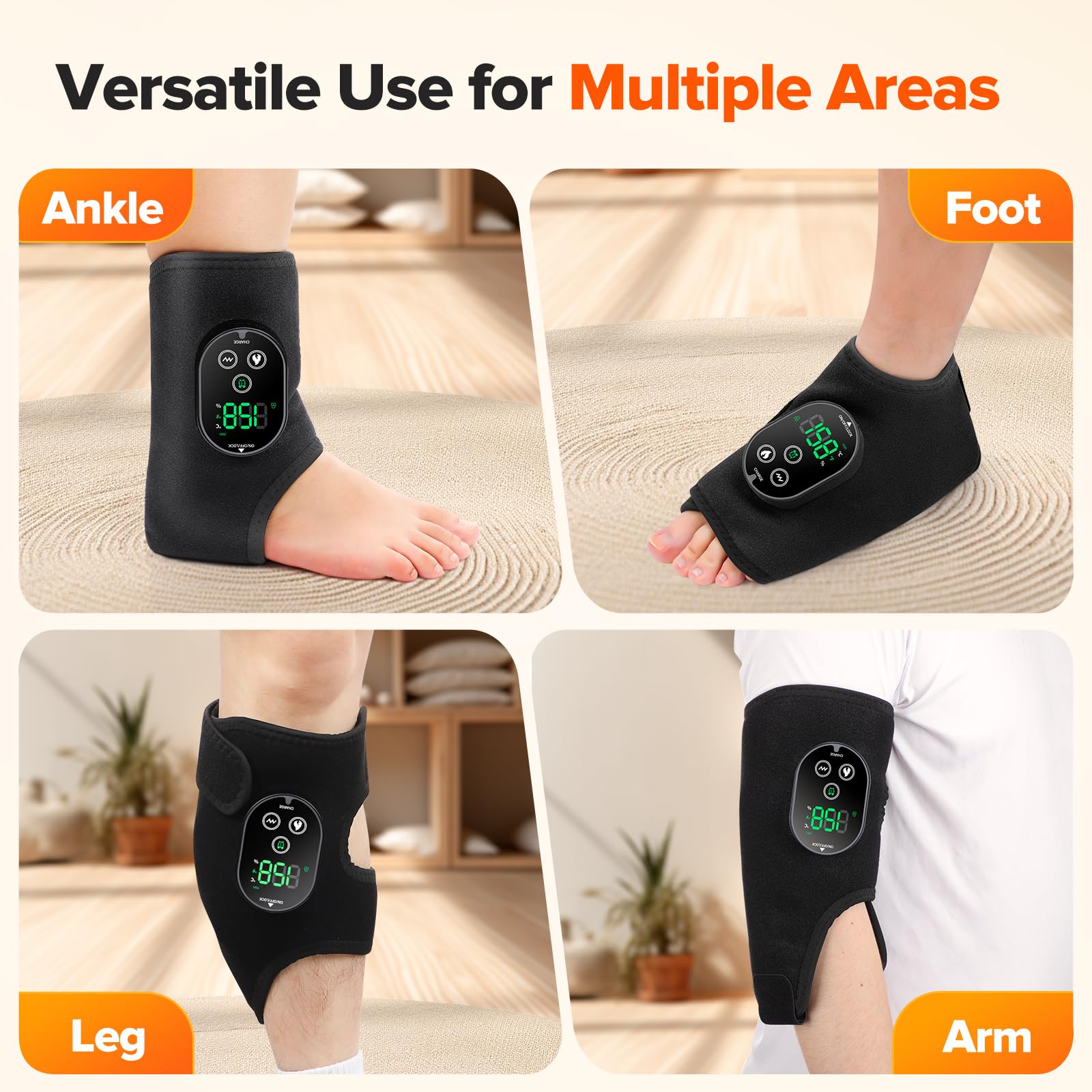 WoloyHeatie two-motor massage provides independent stimulation for swollen feet