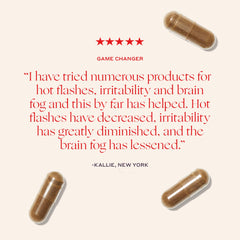 Womaness bottle highlights Pycnogenol for hot flash support potential.