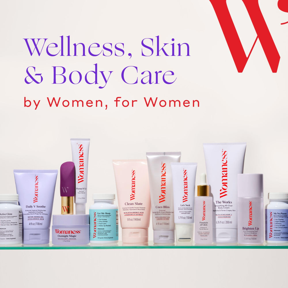 Womaness bottle and capsules ready for easy morning routine.