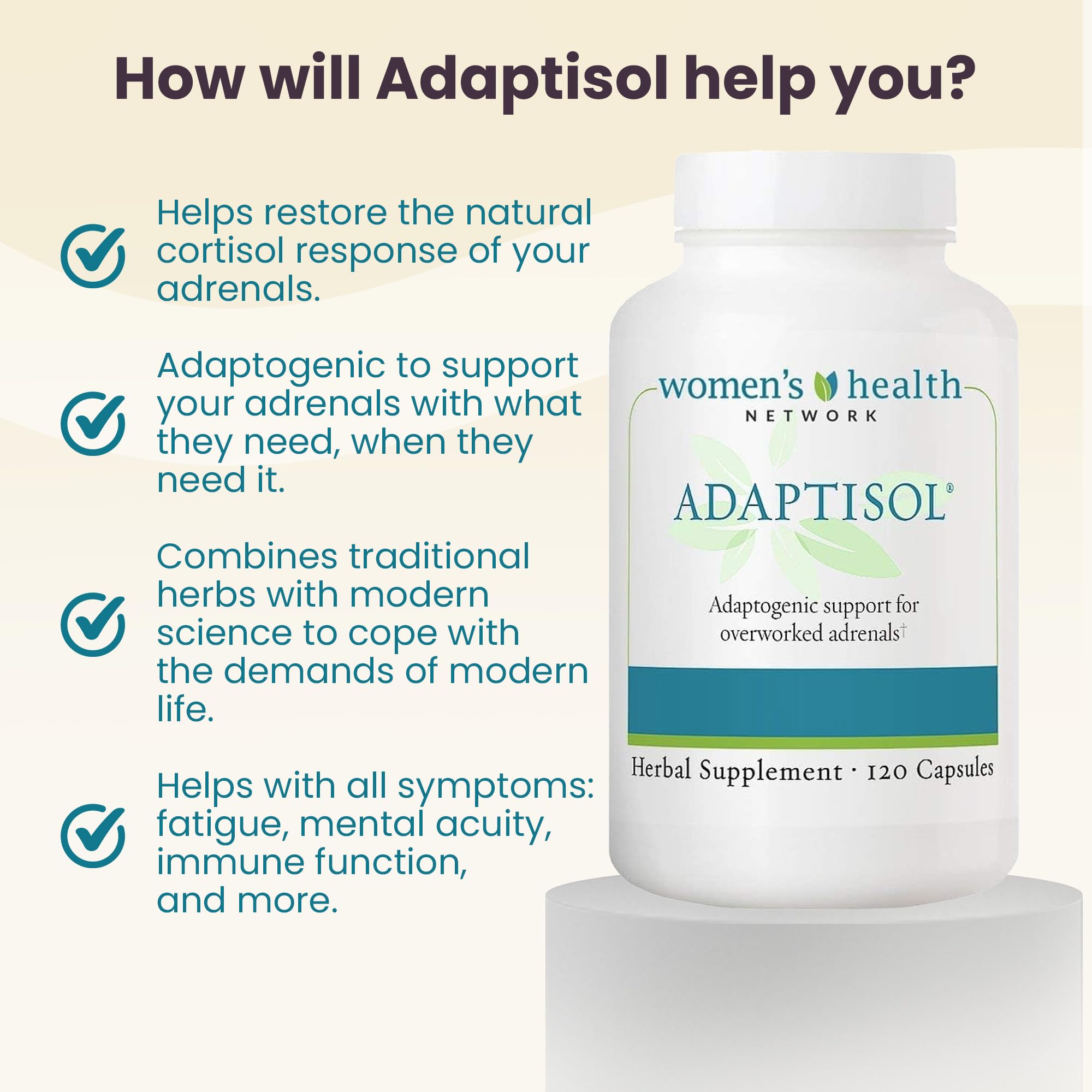 Adaptisol bottle label close-up highlighting GMP and purity commitments