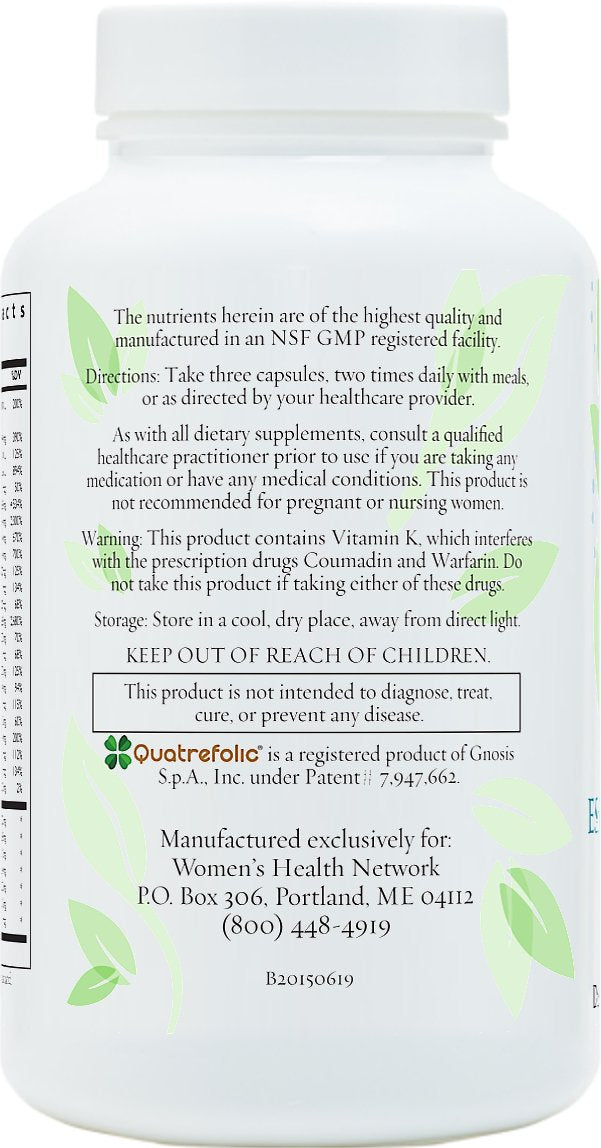 Women's Health Network Essential Nutrients ingredients list – comprehensive formula with 30 vital ingredients.