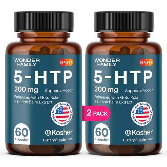 Wonder Family 5-HTP 200mg bottle for mood support and restful sleep
