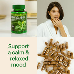 Wonder Family Ashwagandha Complex bottle pour shows convenient daily intake.