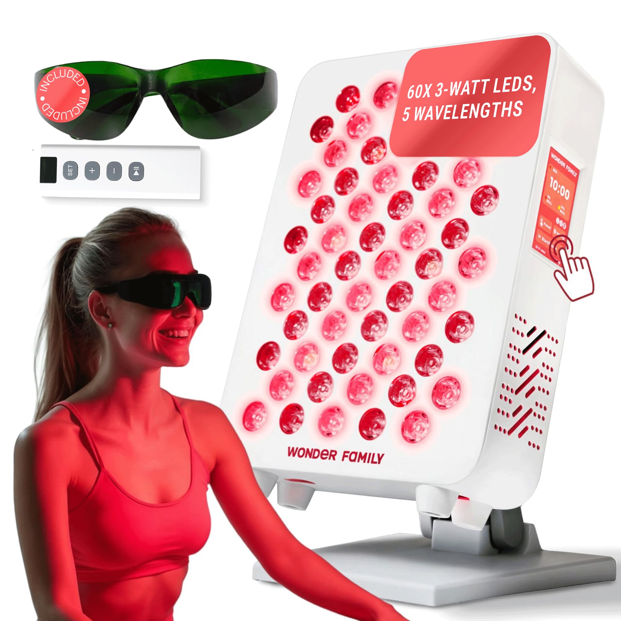 WONDER FAMILY portable red light panel for the face enhances skin vitality.