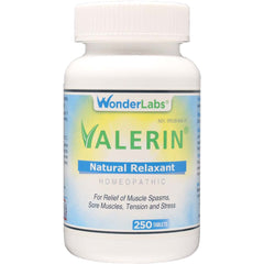 Wonder Laboratories Valerian Relaxant bottle pour for stress relief and muscle comfort.
