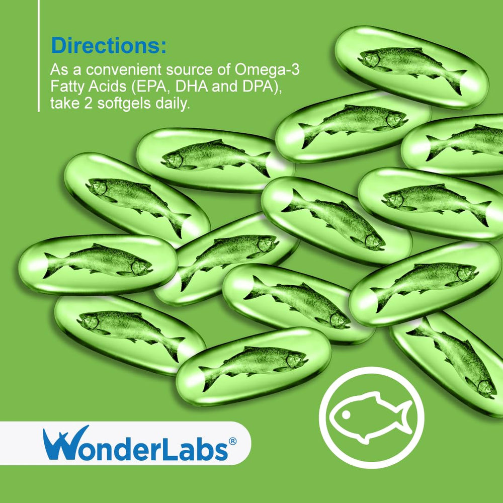 Wonder Laboratories EZ Omega-3 packaging in USA, reflecting American-made production.