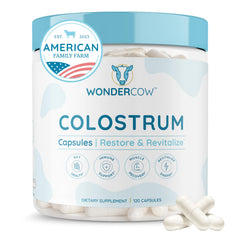 WONDERCOW Colostrum Capsules bottle front for daily gut health support
