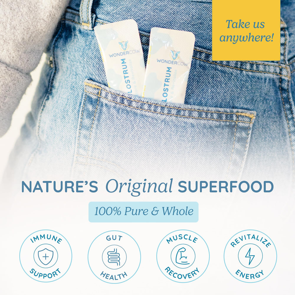 To-go packets from WonderCow for convenient daily servings.