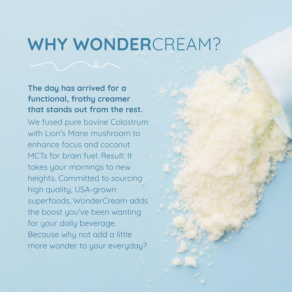 WONDERCOW WonderCream coconut milk powder jar with scoop for creamy texture.