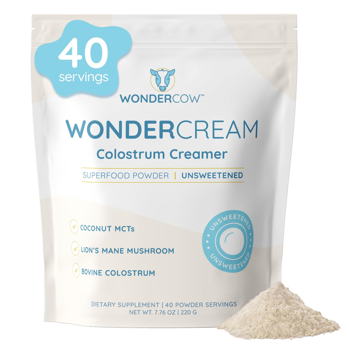 WONDERCOW WonderCream coffee creamer bottle, unsweetened daily boost.