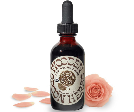Wooden Spoon Herbs Rose-Colored Glasses bottle with dropper for mood support