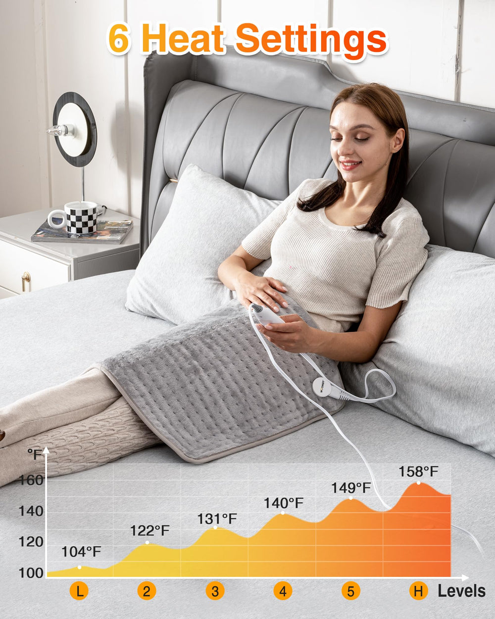 WOOMER digital controller shows temperature options for customized comfort.
