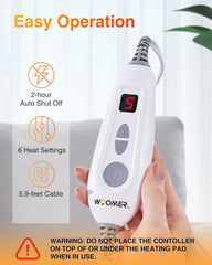 WOOMER controller with cord storage keeps wires organized during use.