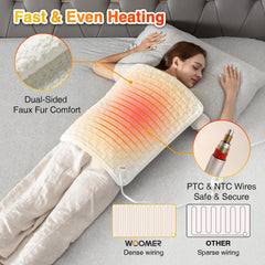 WOOMER heating pad two sided plush fur for extra comfort