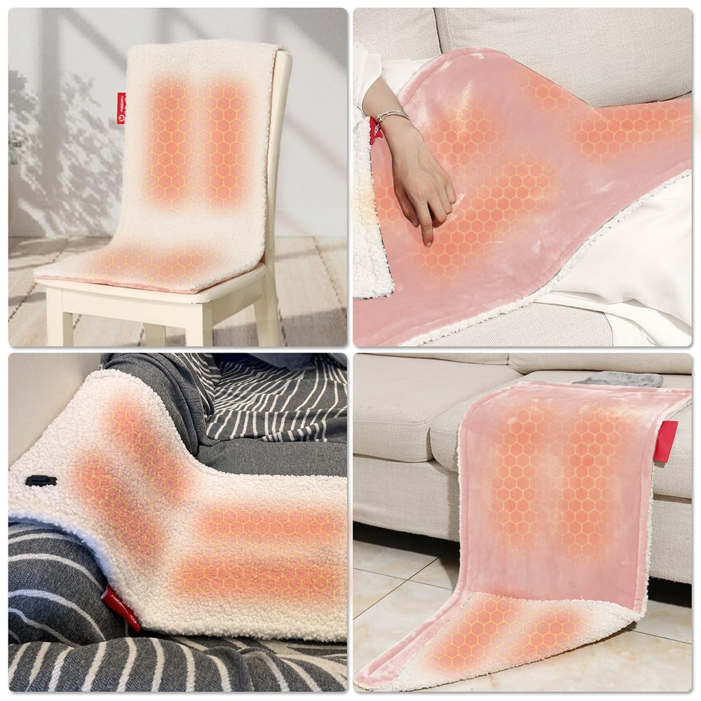 WOOLALA heated seat cushion USB-powered with power bank pocket for office or travel
