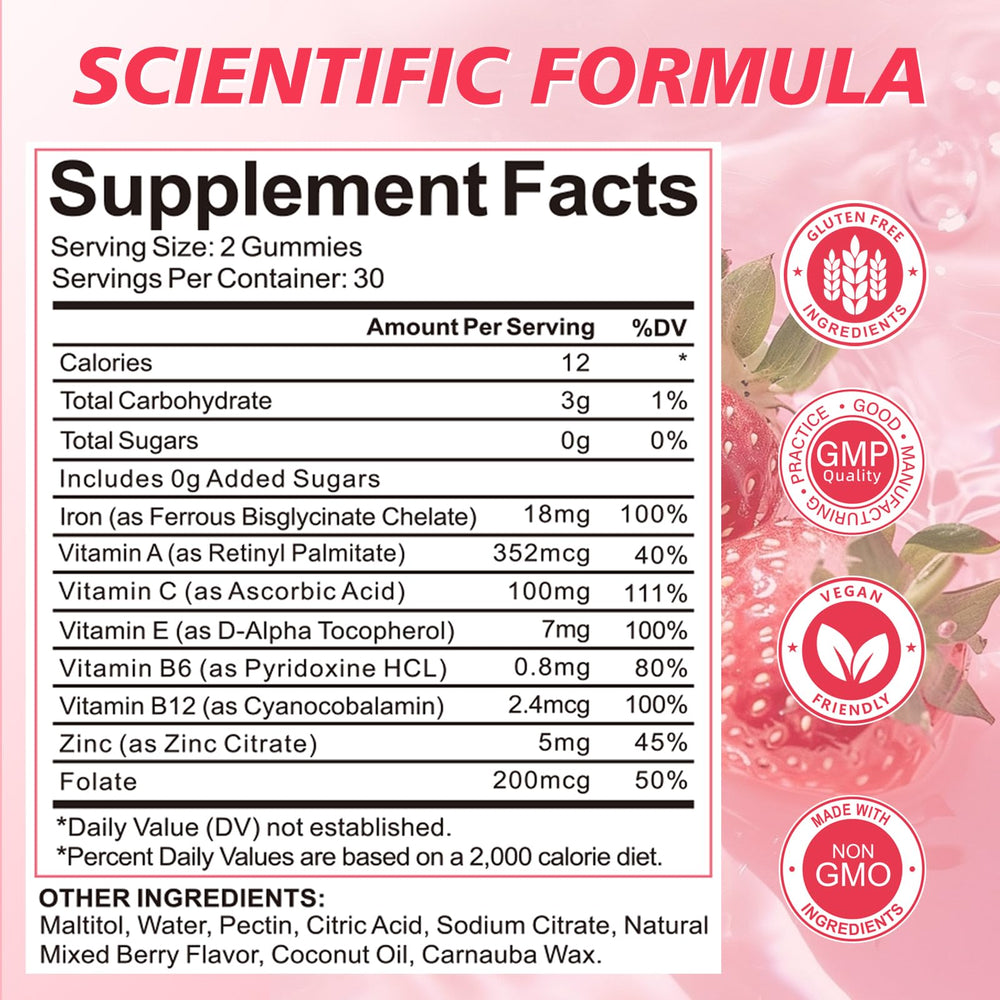 Wordln Iron Gummies vegan, sugar-free packaging shows a plant-based option.