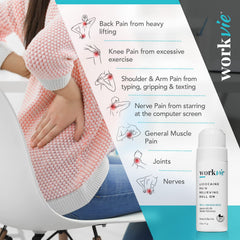 Workvie Lidocaine Roll-On label highlights 4 percent lidocaine content.