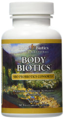 Worldwide Nutrition Body Biotics bottle front shows non-dairy SBO probiotic formula supporting gut balance.