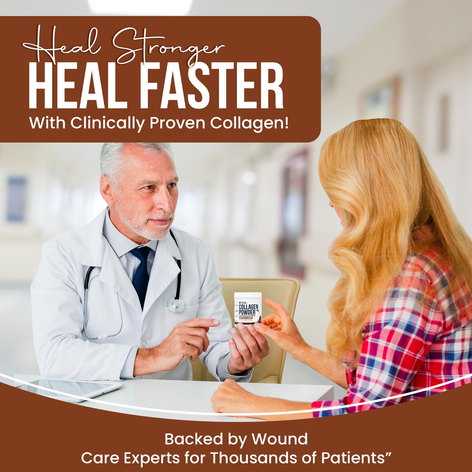 Wound Care Plus collagen powder chocolate mix‑in for coffee or smoothies