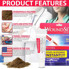 WoundSeal powder applied with light pressure to help stop bleeding.