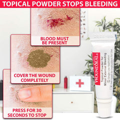 WoundSeal powder being dispensed over a wound to form an instant seal.