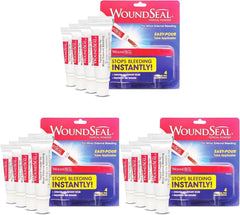 WoundSeal powder tube open over wound to help control bleeding quickly