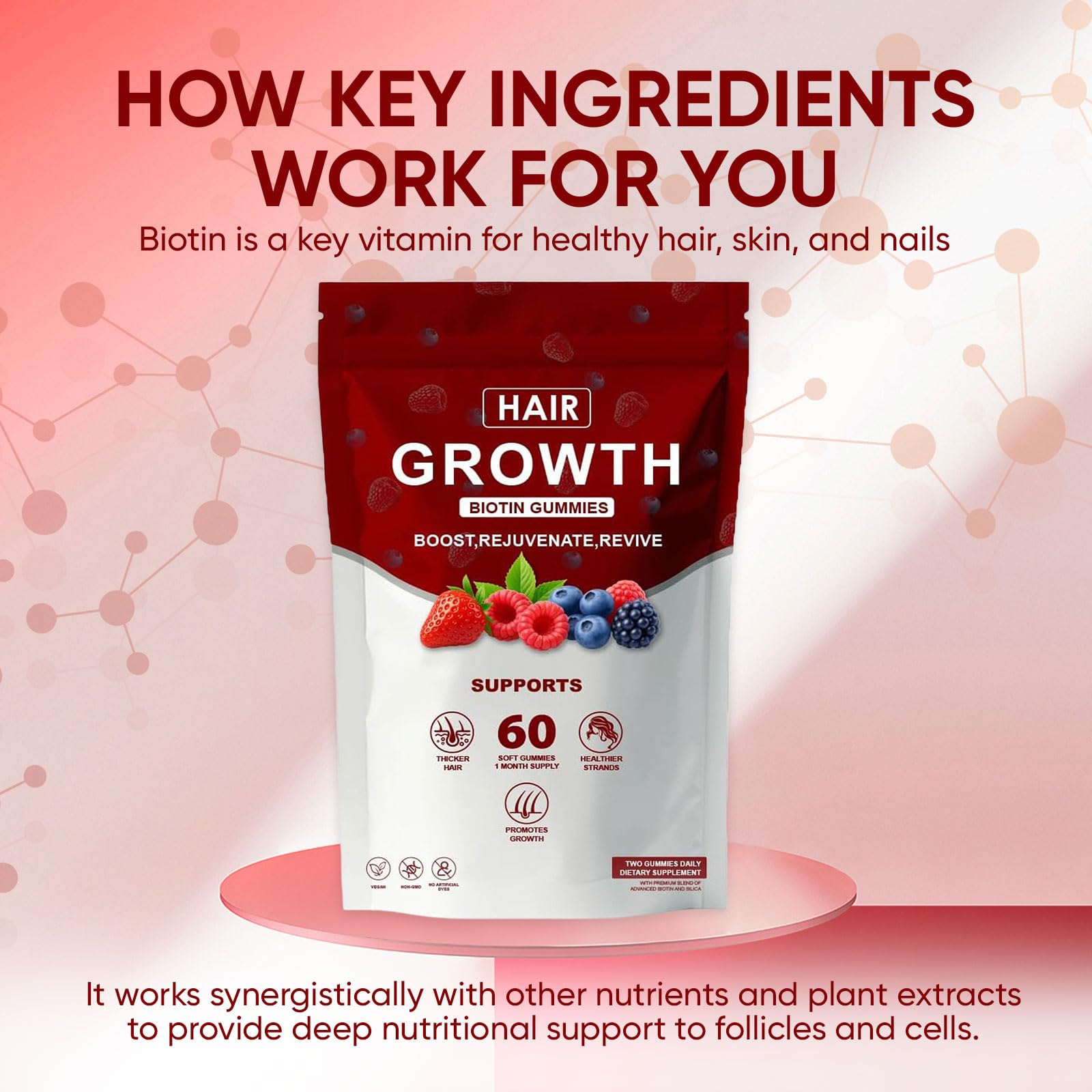 WOVOEO Lumin bottle label highlights non-GMO formula