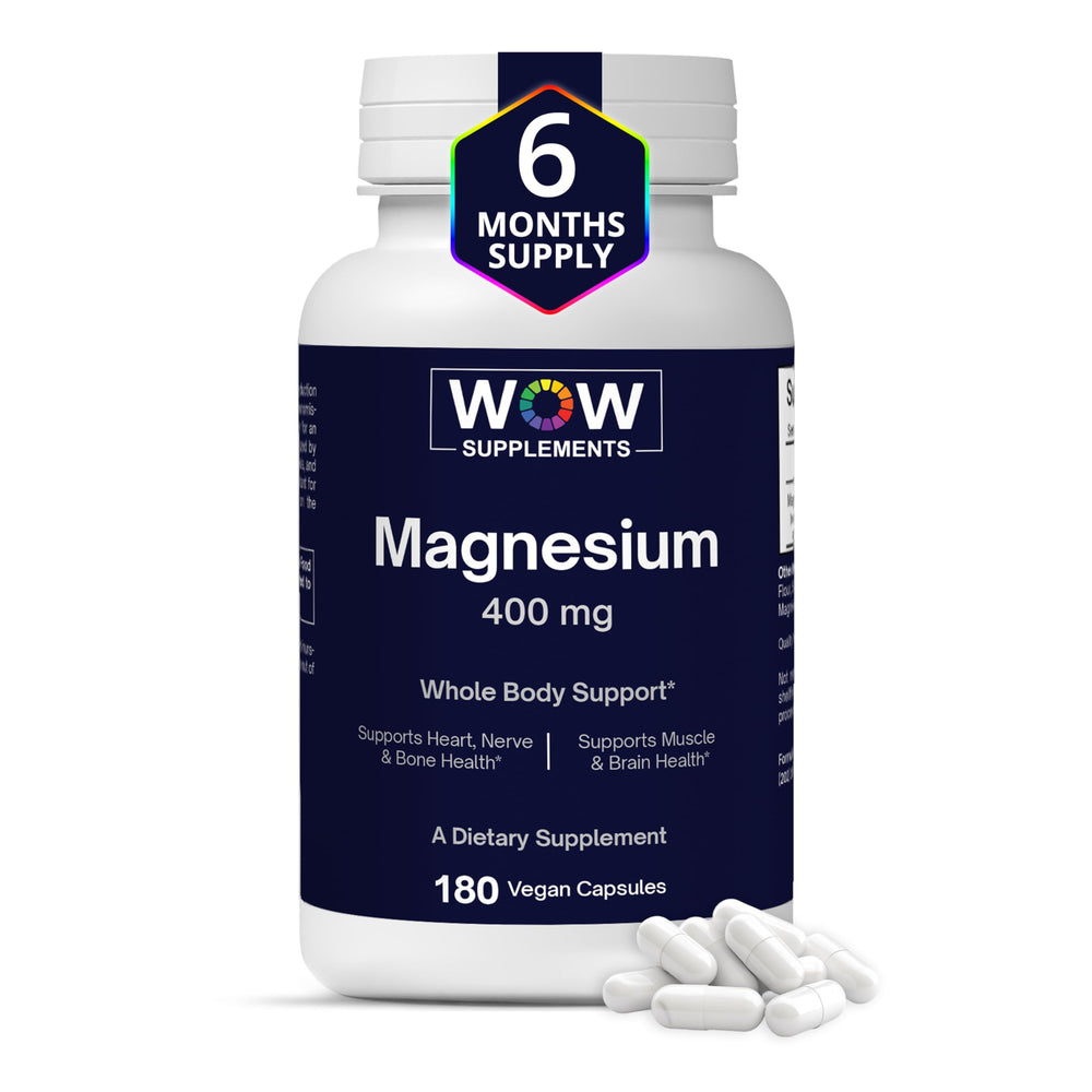 WOW Supplements Magnesium 400mg complex bottle – full body support for daily wellness
