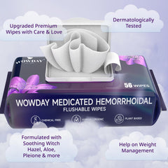 Close up of WowDay fragrance free wipes showing gentle formula