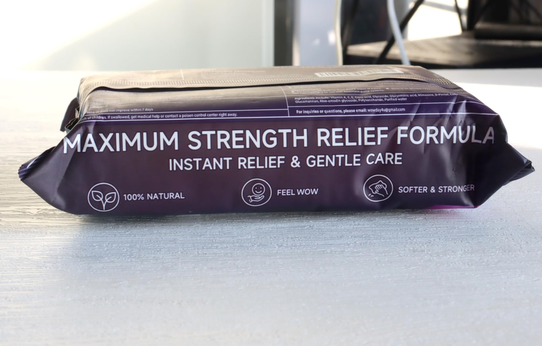 WowDay skin comfort wipes convey cooling, soothing sensation during use.