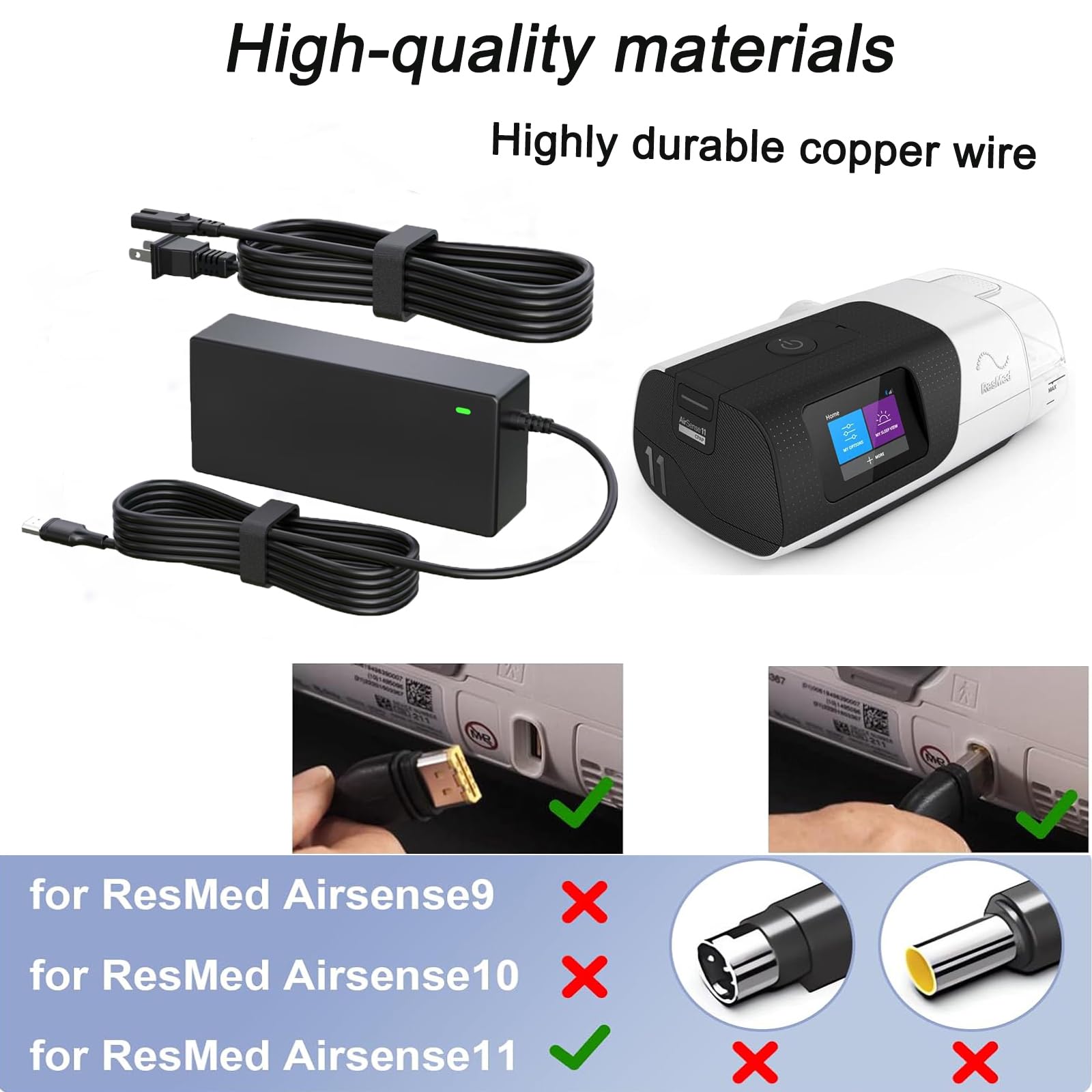 WSVOLLIS AirSense 11 adapter side ports, easy access for connections