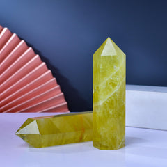 WUYOUSHI Citrine tower in meditation setup for focused breathing.