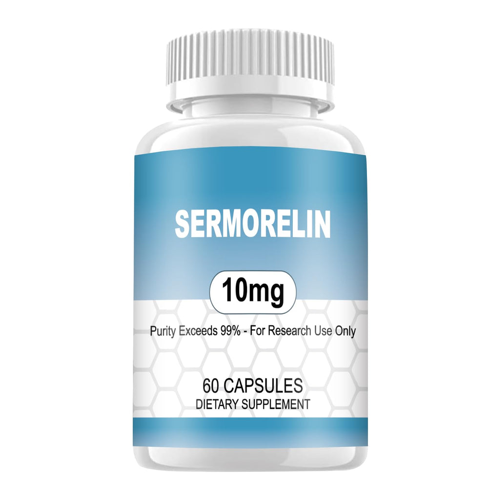 WUCOO Sermorelin 10MG capsules front view for research use and study planning.