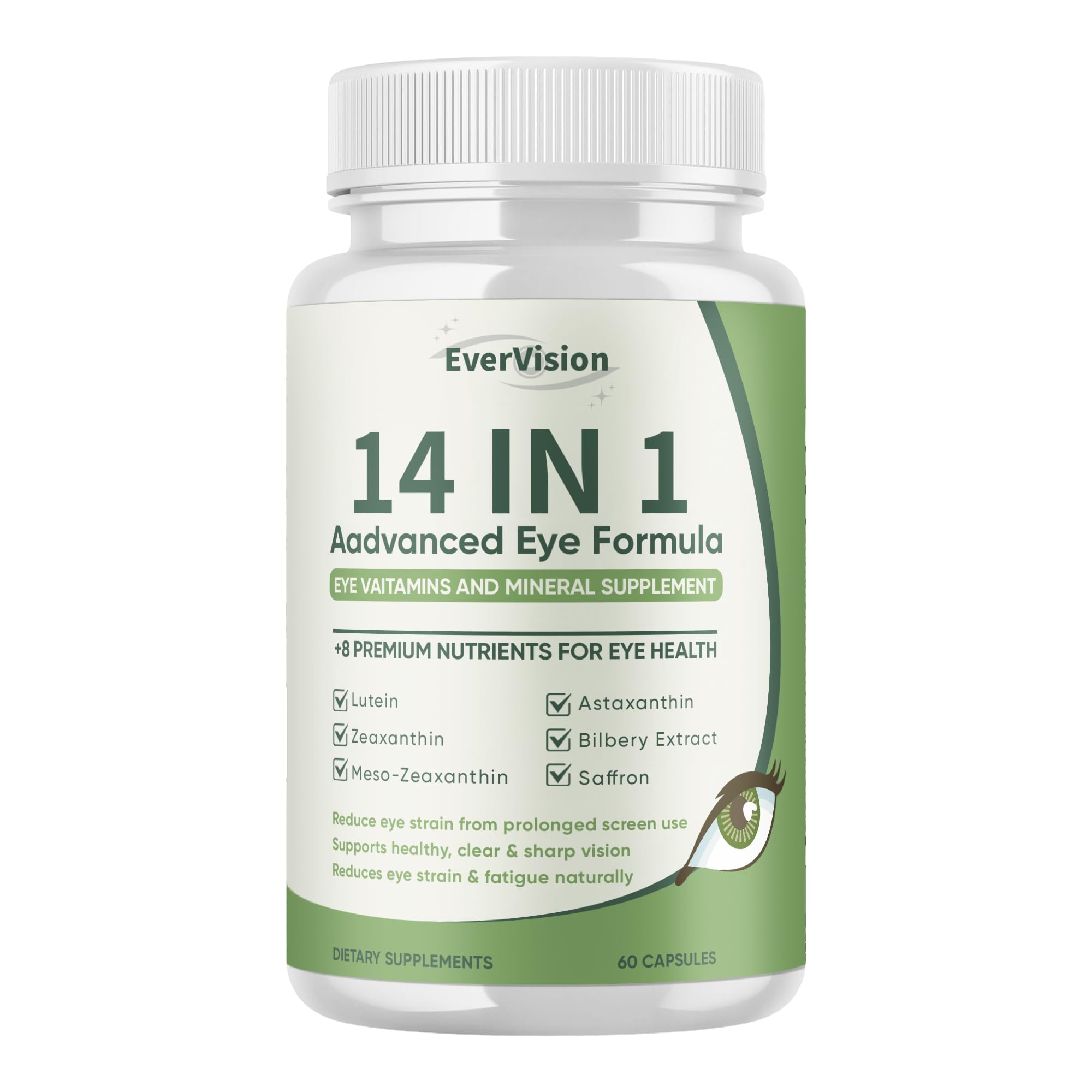 Wuliao Evervision 14-in-1 bottle with capsules for daily eye nourishment and comfort.