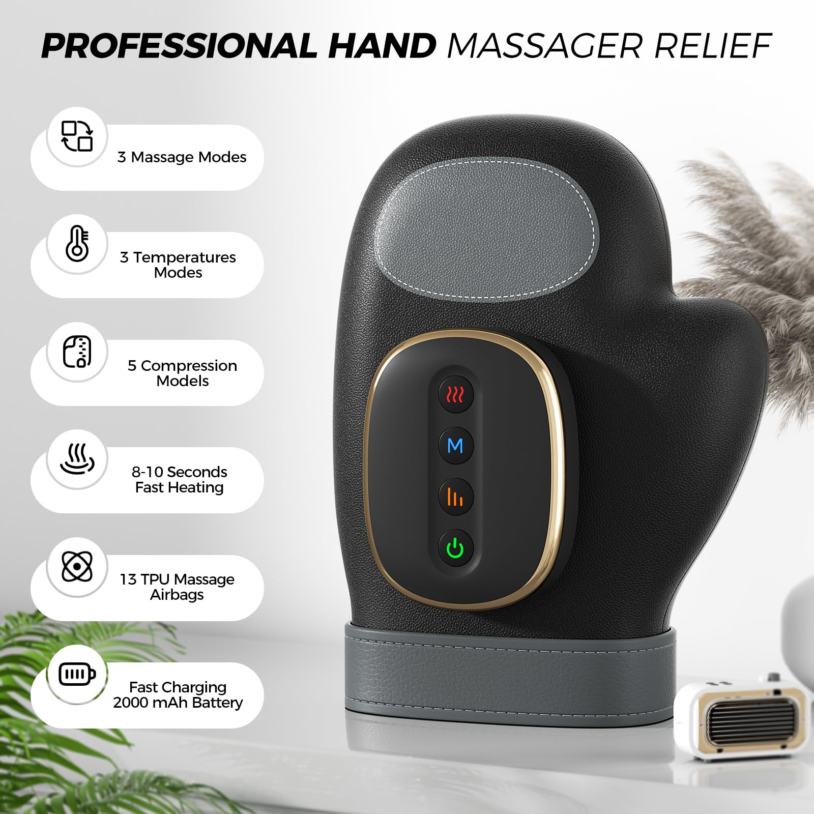 WUX hand massager 5 compression models enable focused therapy sessions