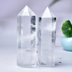 WUYOUSHI polished natural quartz tower adds desk decor elegance.