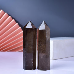 WUYOUSHI 6 facet smoky quartz wand supports chakra balancing during practice