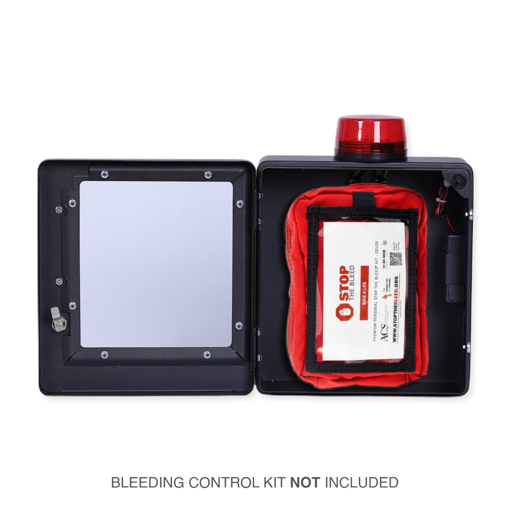WWILKEN Bleeding Kit Wall Cabinet alarm-light signals active alert for responders.