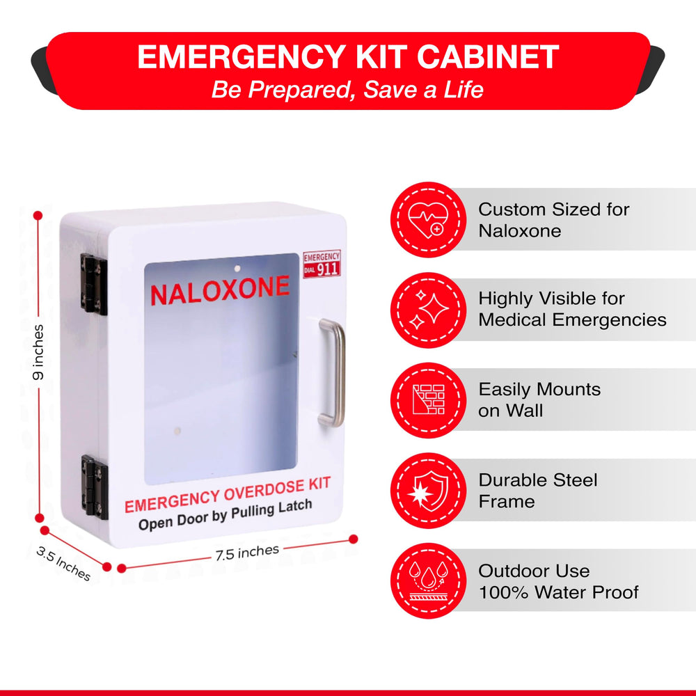 WWILKEN Naloxone Kit Cabinet wall mount demonstrates easy installation in any location