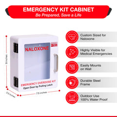 WWILKEN Naloxone Kit Cabinet wall mount demonstrates easy installation in any location