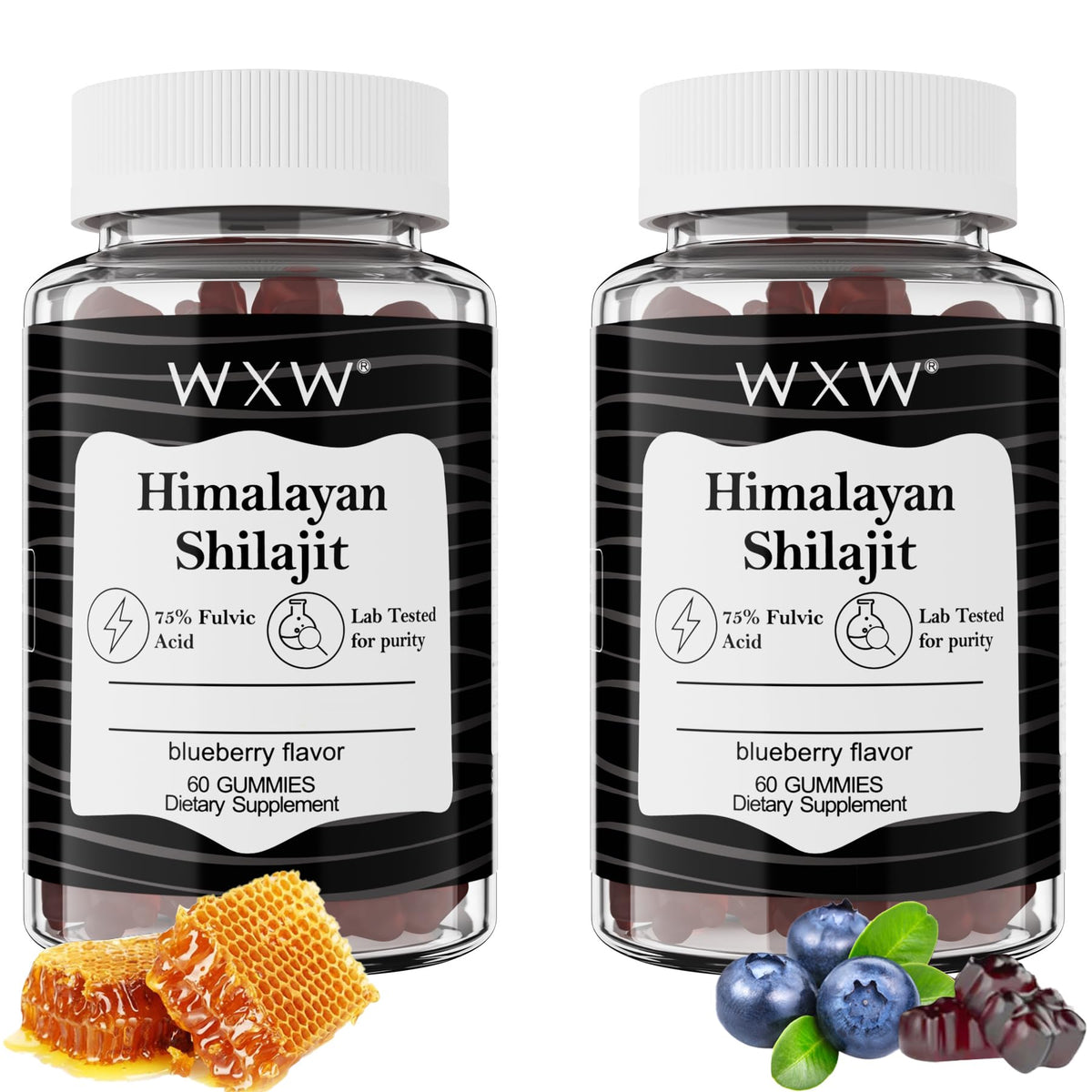 WXW Shilajit Gummies bottle showing convenient daily energy support
