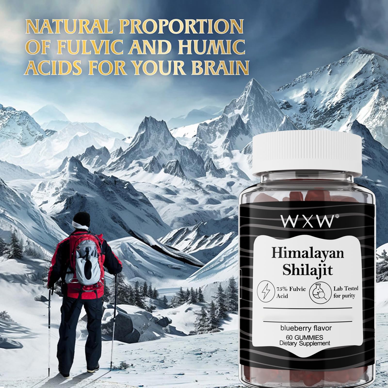 Ingredients panel featuring fulvic acid and 85+ minerals