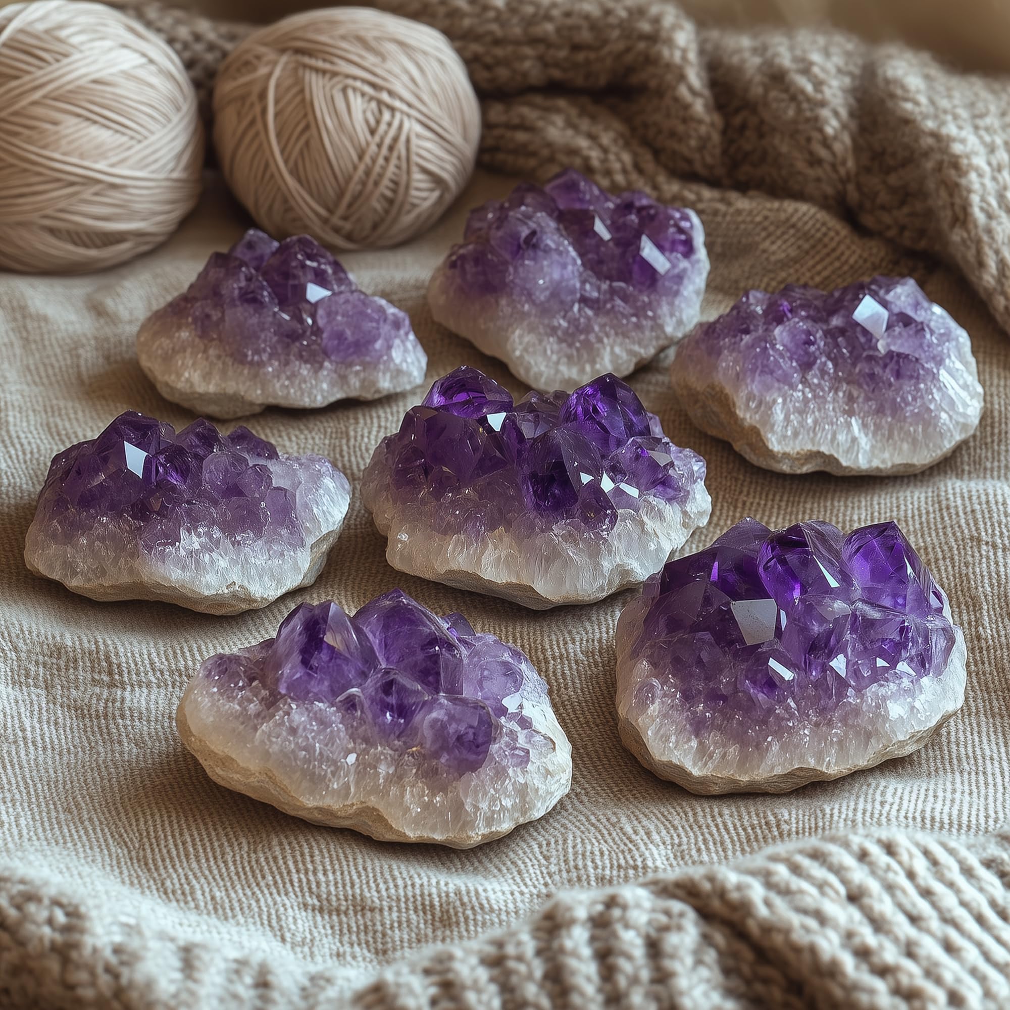 WYJHYZN amethyst 2-piece cluster display for altar.