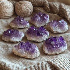 WYJHYZN amethyst 2-piece cluster display for altar.