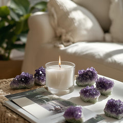 WYJHYZN amethyst geode piece for compact shelf decor.