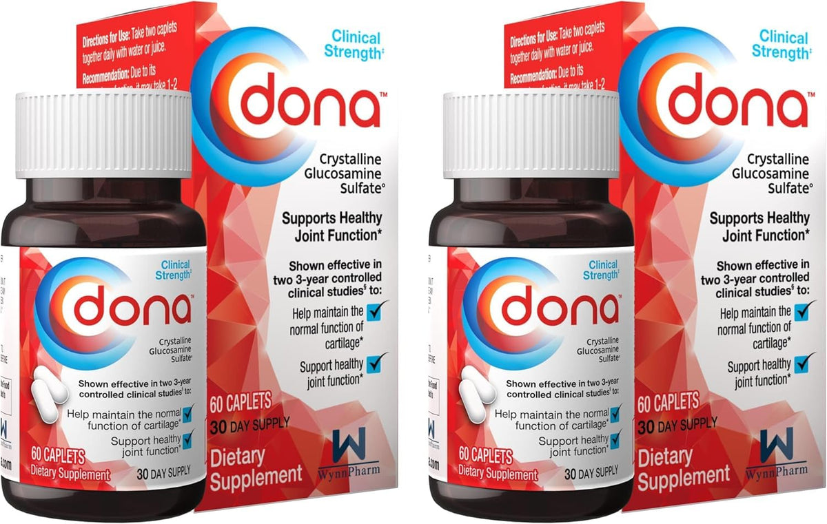 WynnPharm Dona crystalline glucosamine sulfate bottle front view for knee support and mobility